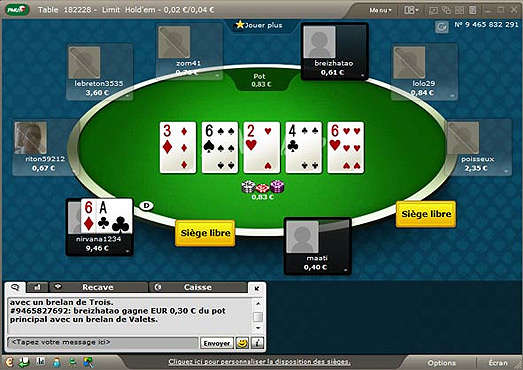 Jouez sur la table de poker en ligne PMU Poker !