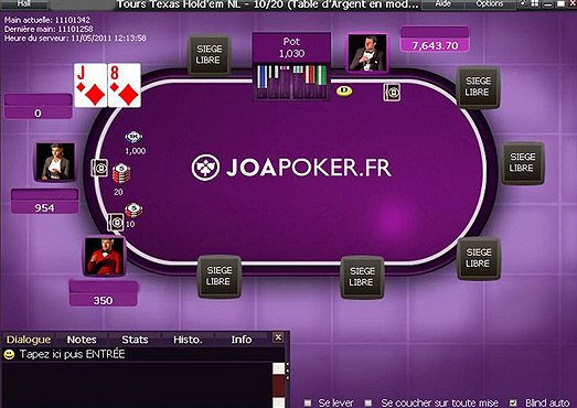 Jouez sur la table de poker en ligne JOA Online !